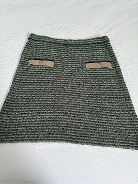 Ming Wang Contrast Detail Tweed Knit Pencil Skirt size L